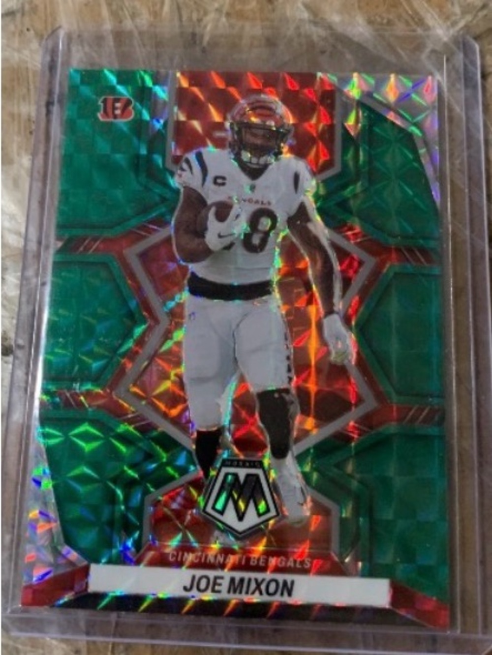 Panini Joe Mixon Holographic Green and Red Football Card